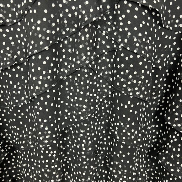 Adrianna Papell Dress 20W Black Tiered Sheath Polka Dot Ruffles Cocktail Mesh - Picture 5 of 12